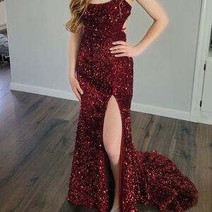 Alyce Paris Burgundy Sequin Prom Dress